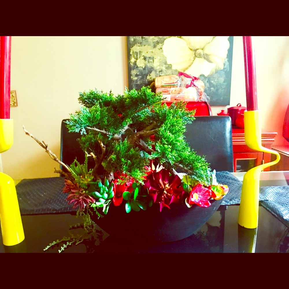 Large artificial succulents bonsai arrangement